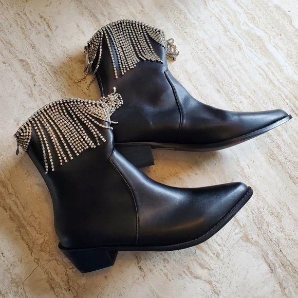 Nasty Gal Faux Leather Fringe Western Boots - Picture 4 of 9